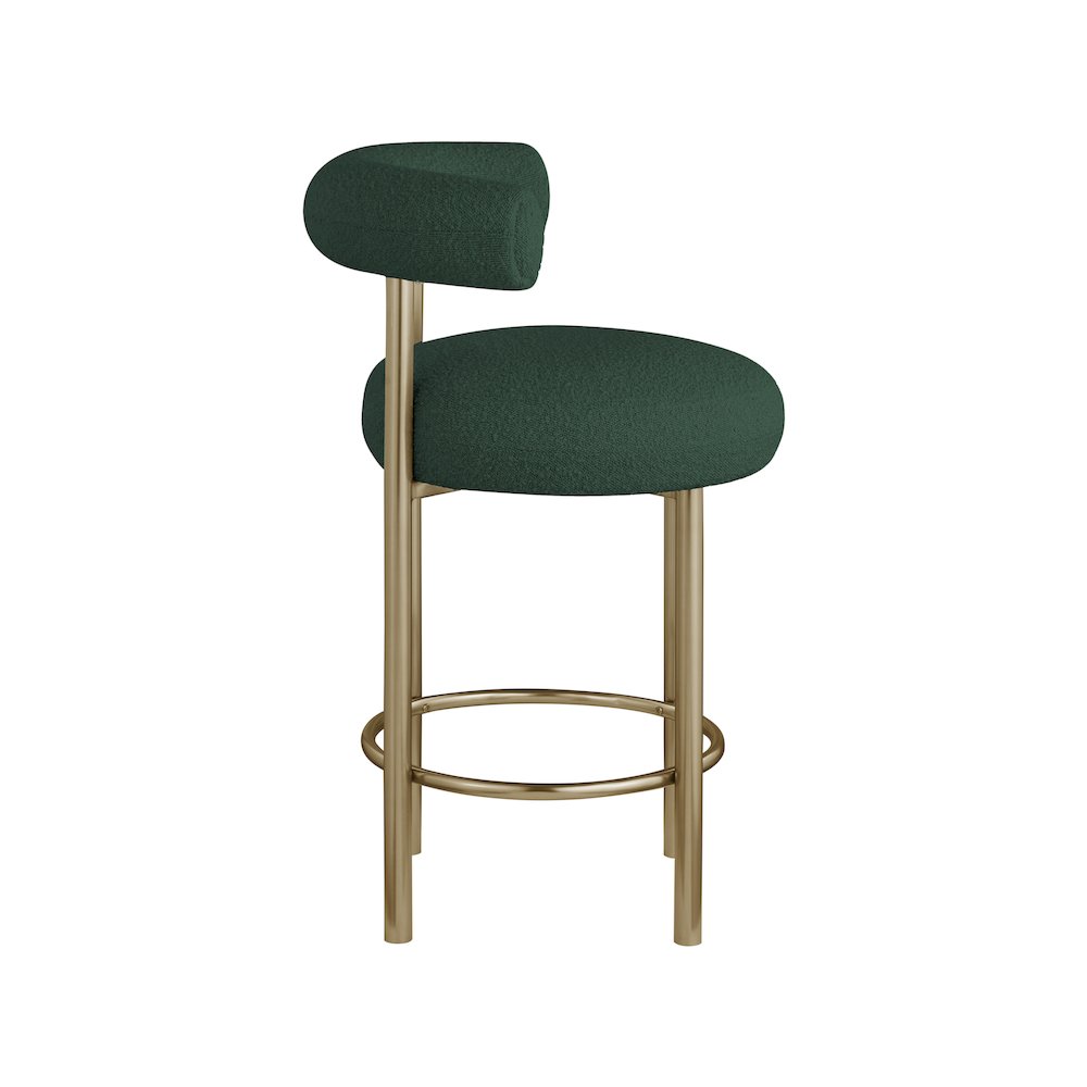 Bordeaux Green Boucle Fabric Stool, Set of 2. Picture 4