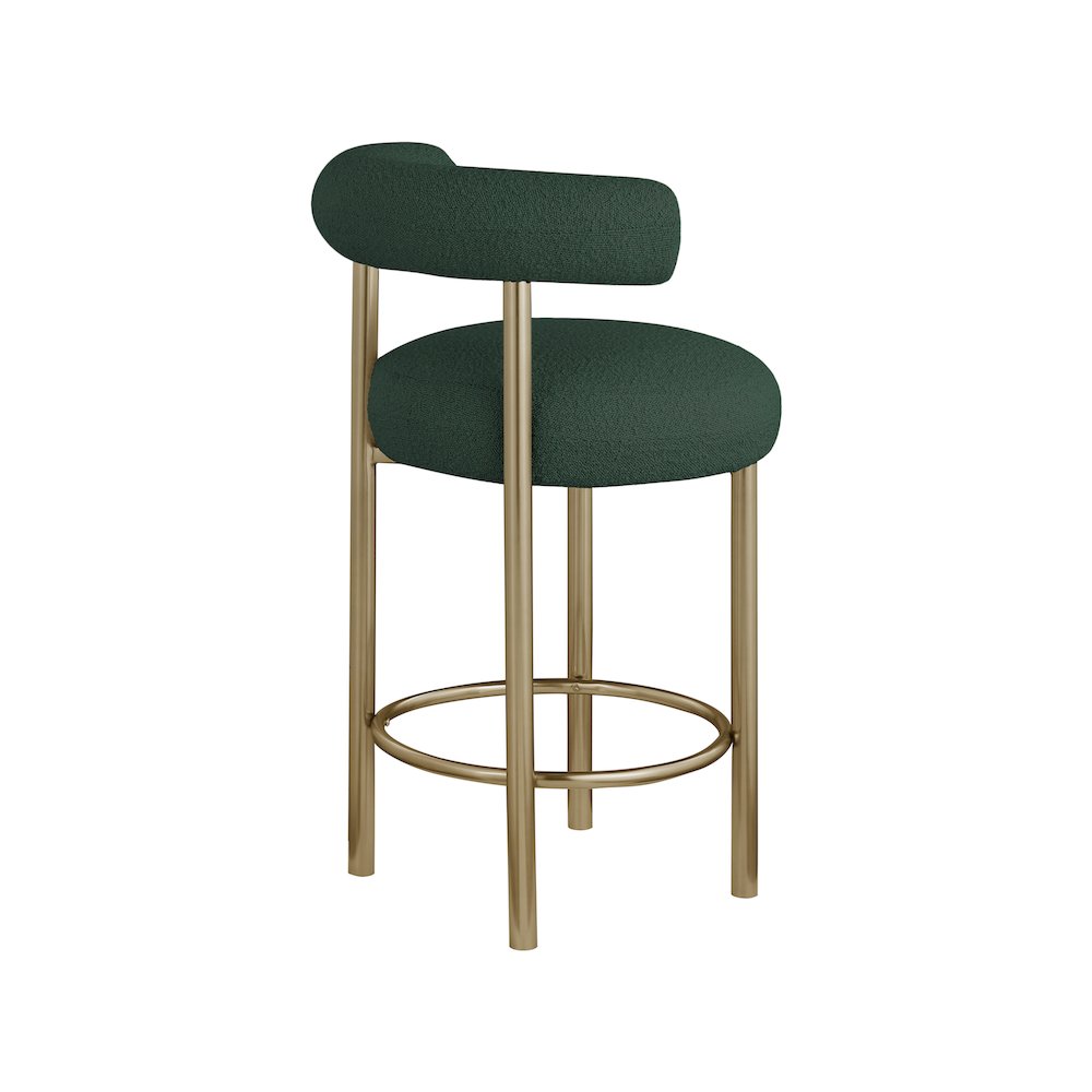 Bordeaux Green Boucle Fabric Stool, Set of 2. Picture 5
