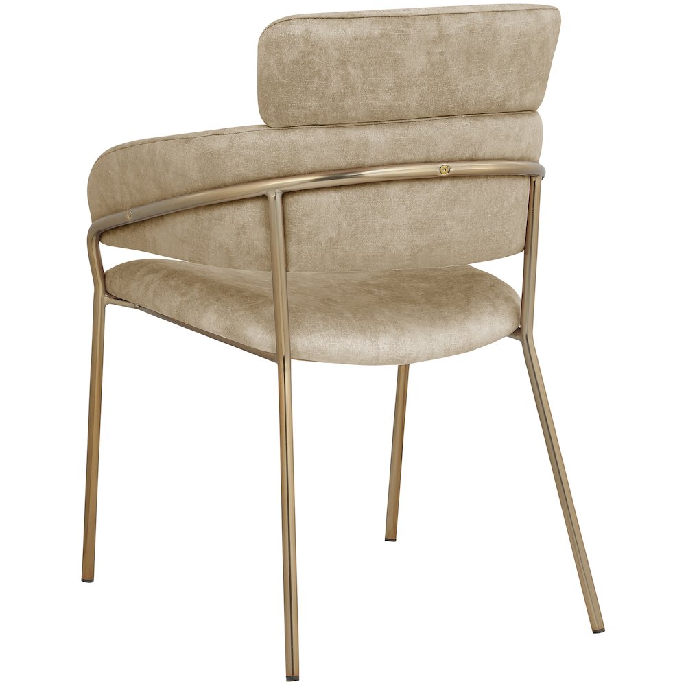 Yara Beige Velvet Dining Chair, Set of 2. Picture 2