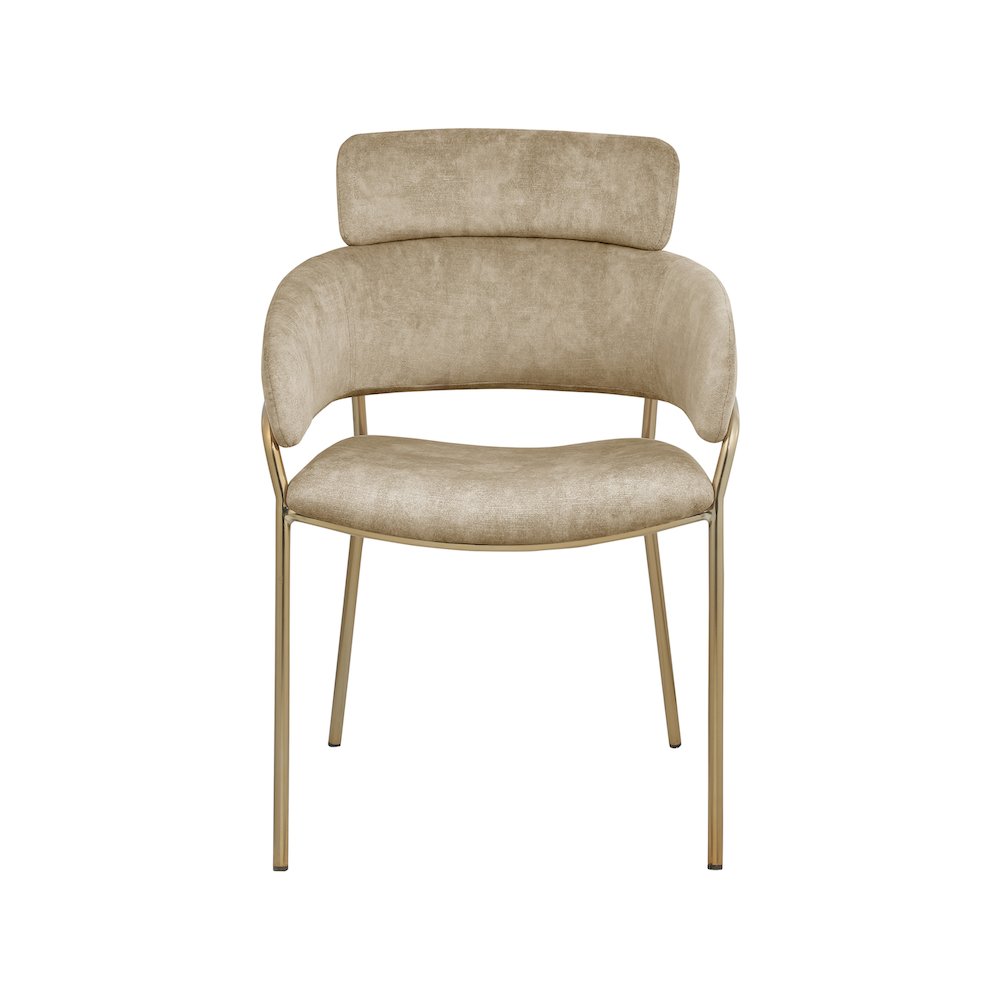 Yara Beige Velvet Dining Chair, Set of 2. Picture 3