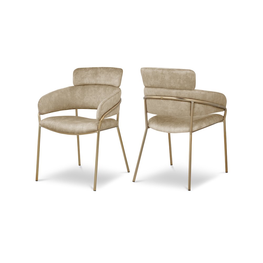 Yara Beige Velvet Dining Chair, Set of 2. Picture 1