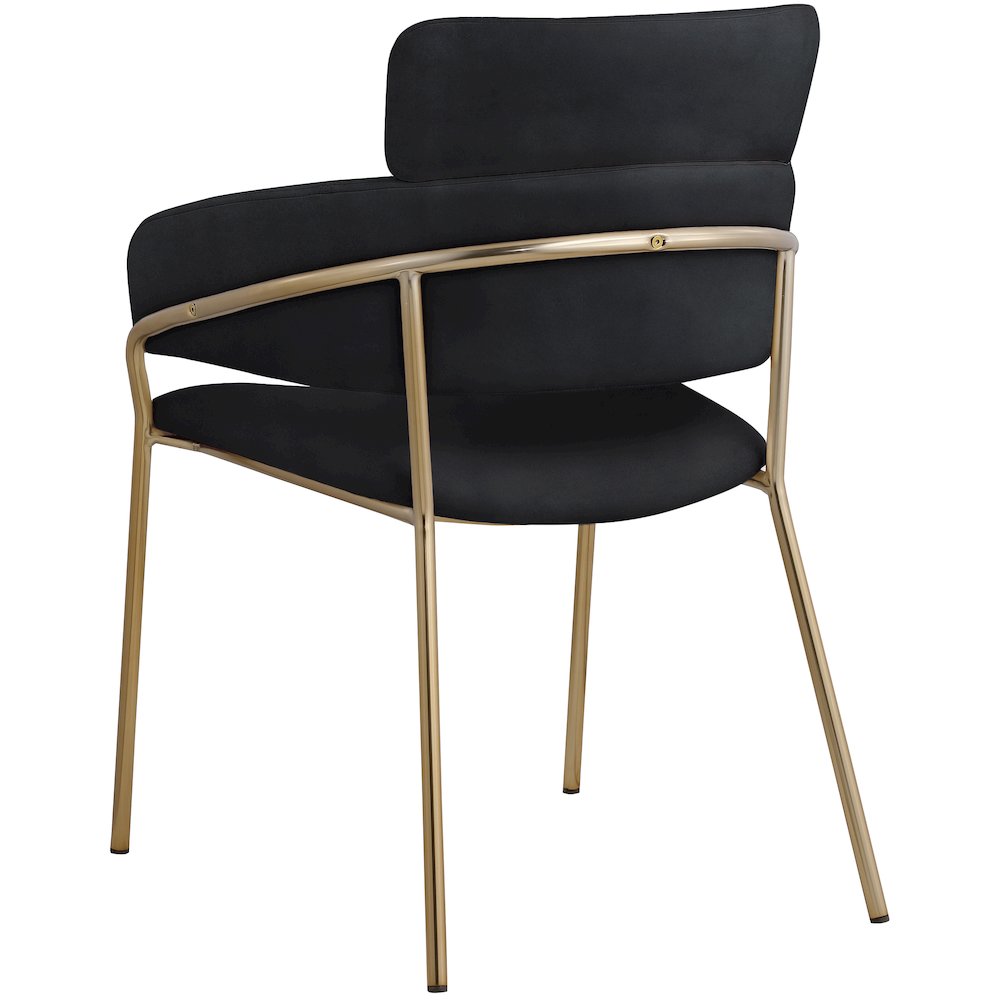 Yara Black Velvet Dining Chair, Set of 2. Picture 2