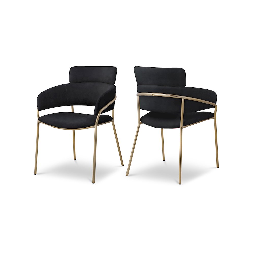 Yara Black Velvet Dining Chair, Set of 2. Picture 1