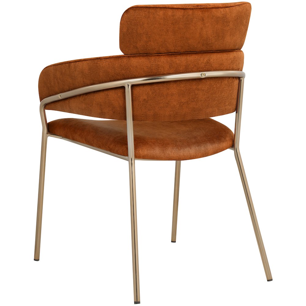 Yara Cognac Velvet Dining Chair, Set of 2. Picture 2
