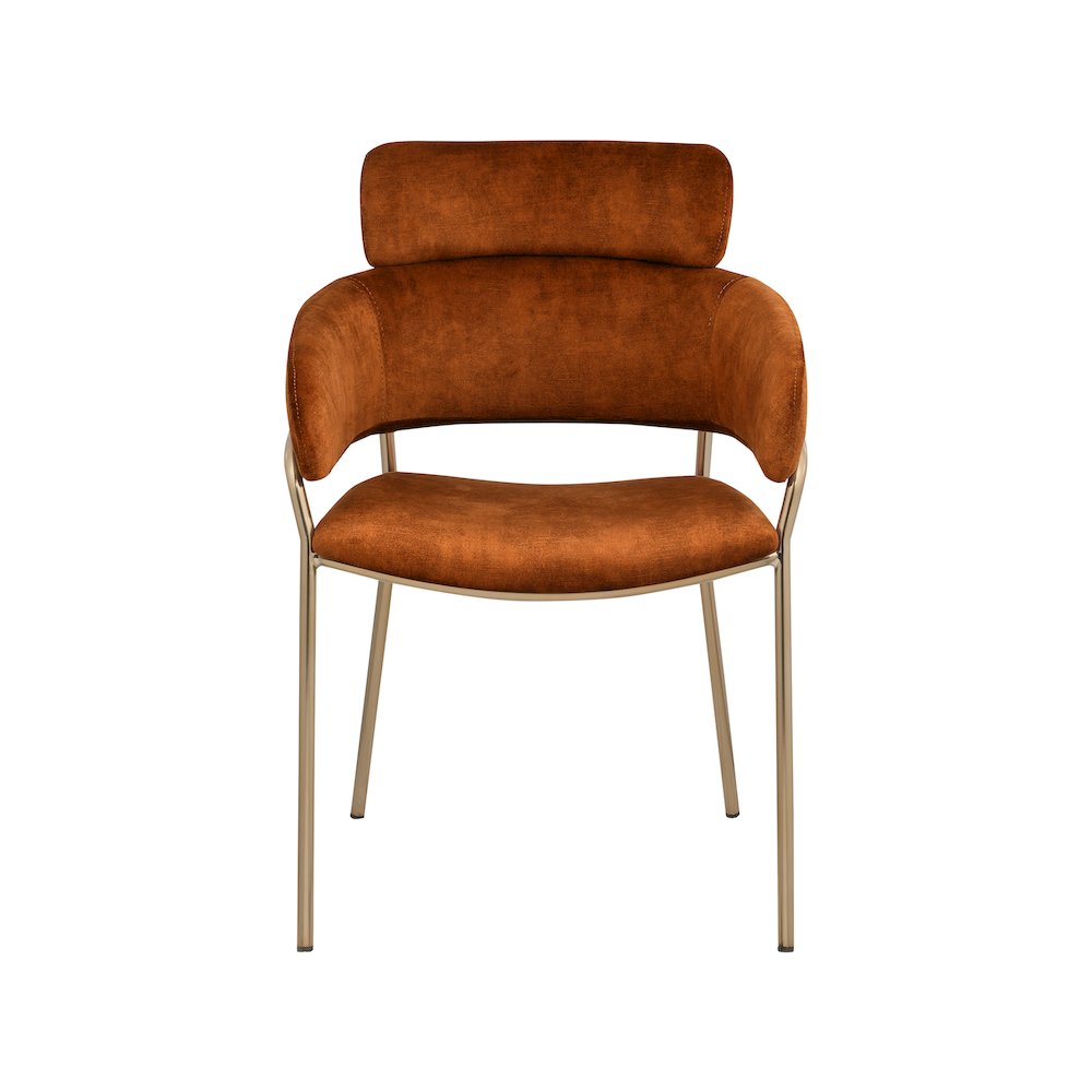 Yara Cognac Velvet Dining Chair, Set of 2. Picture 3