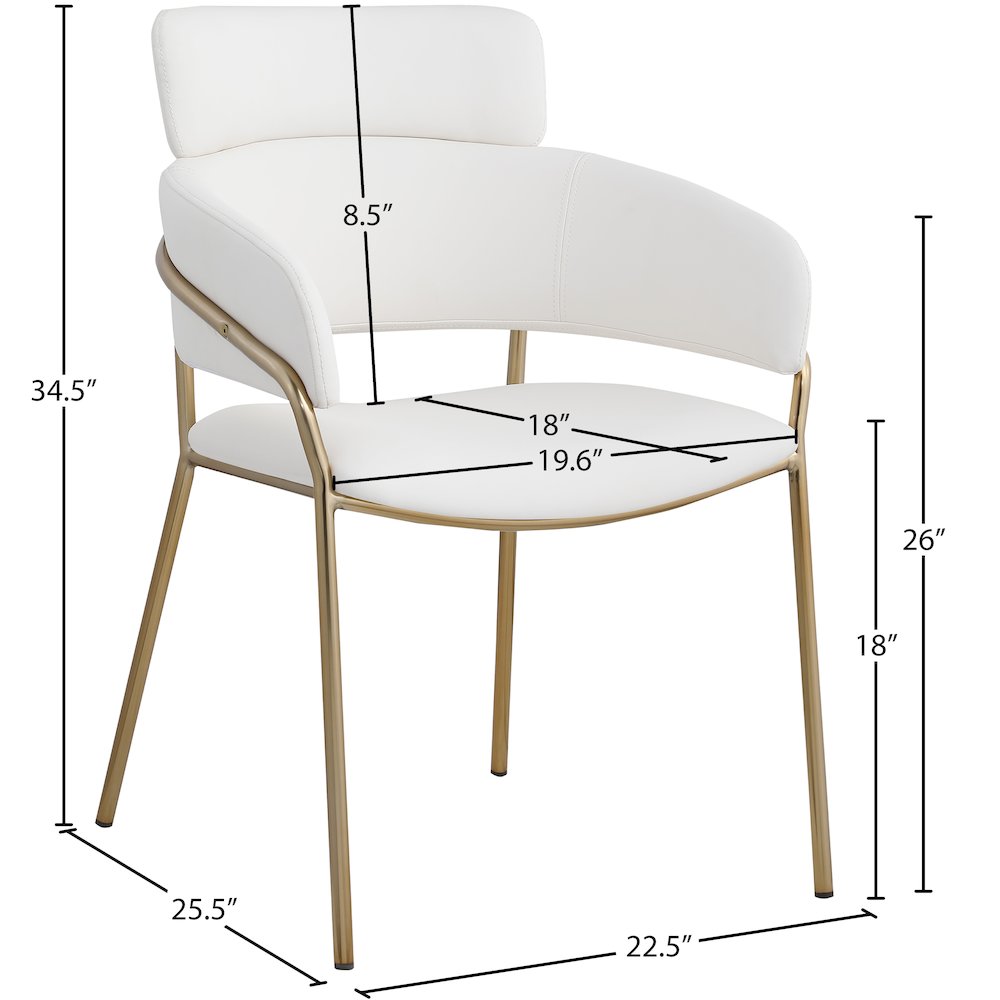 Yara Cream Vegan Leather Dining Chair, Set of 2. Picture 5