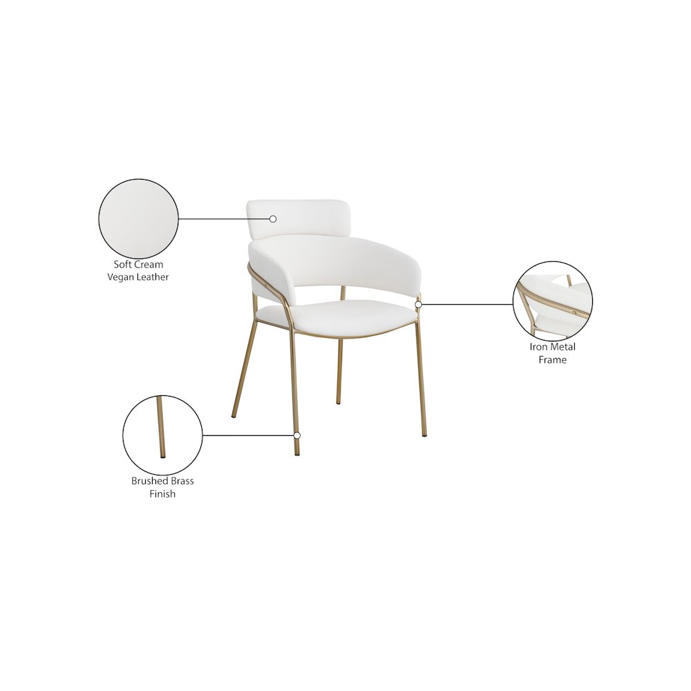 Yara Cream Vegan Leather Dining Chair, Set of 2. Picture 6