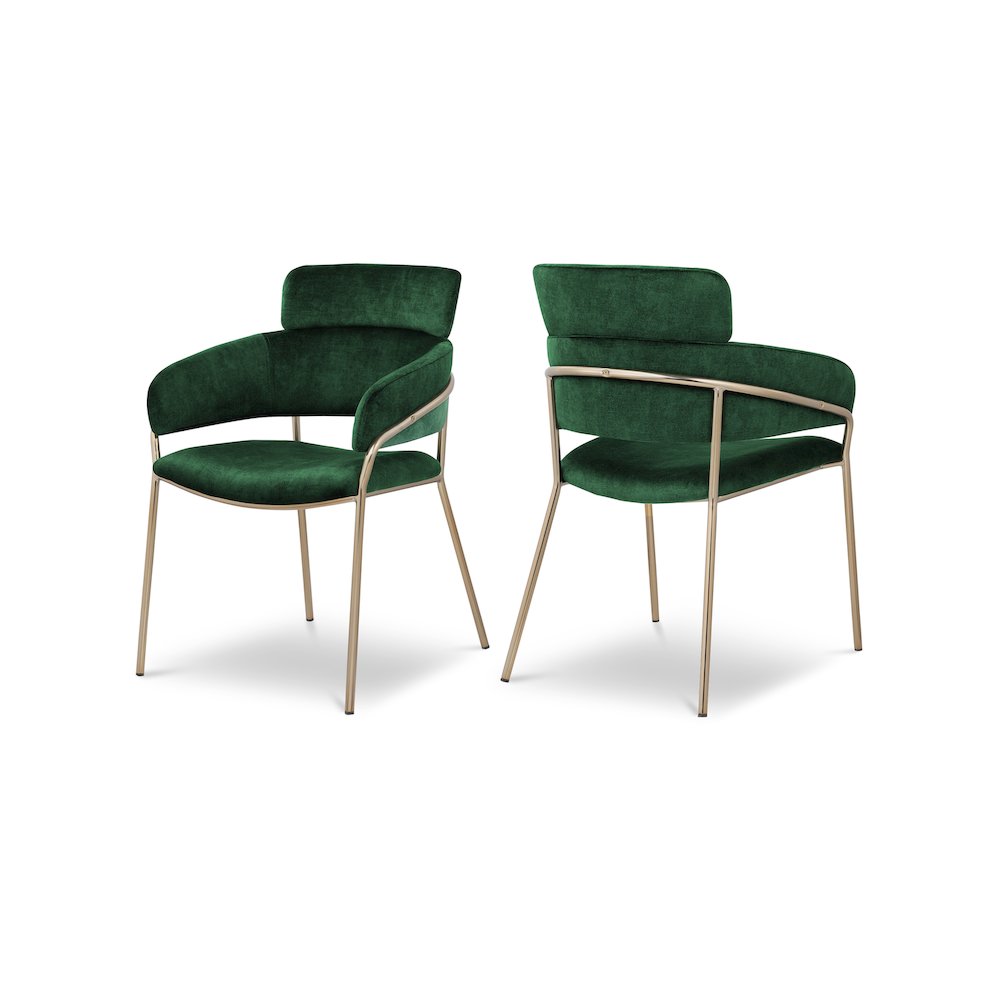 Yara Green Velvet Dining Chair, Set of 2. Picture 1