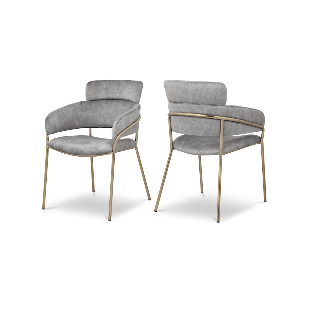 Yara Grey Velvet Dining Chair, Set of 2. Picture 1