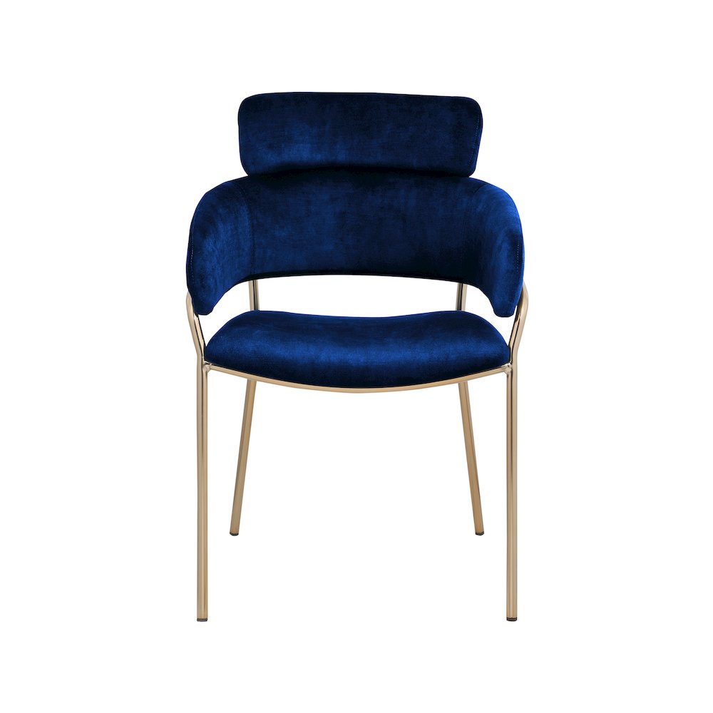 Yara Navy Velvet Dining Chair, Set of 2. Picture 3