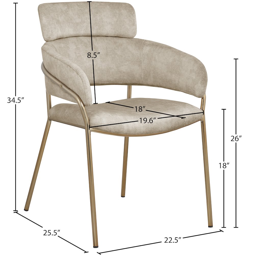 Yara Stone Velvet Dining Chair, Set of 2. Picture 5