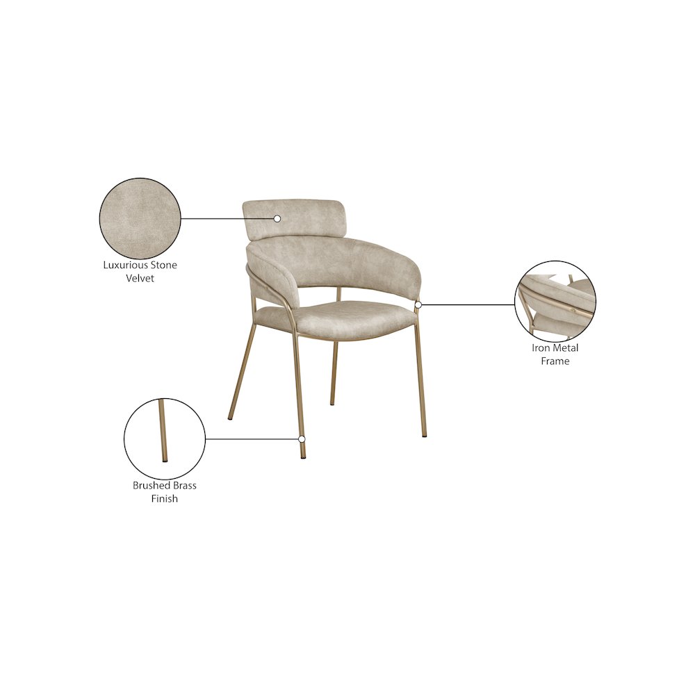 Yara Stone Velvet Dining Chair, Set of 2. Picture 6