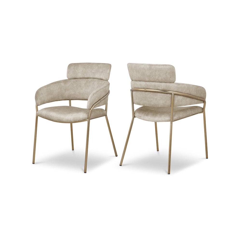 Yara Stone Velvet Dining Chair, Set of 2. Picture 1