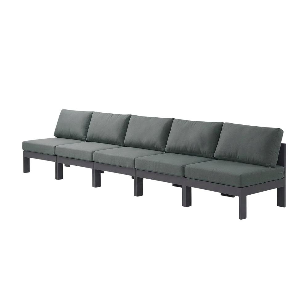Gray Fabric Outdoor Modular Sofa With Contemporary Style And Cushioned Seating. Picture 1