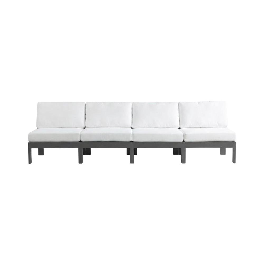 White Fabric Outdoor Patio Modular Sofa With Contemporary Style. Picture 4