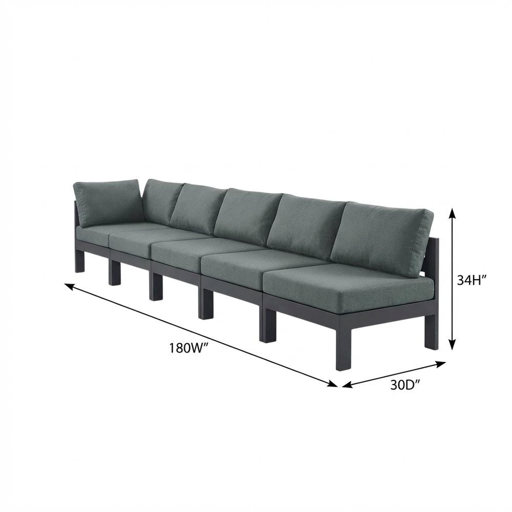 Gray Fabric Outdoor Modular Sofa With Contemporary Style And Cushioned Seating. Picture 7