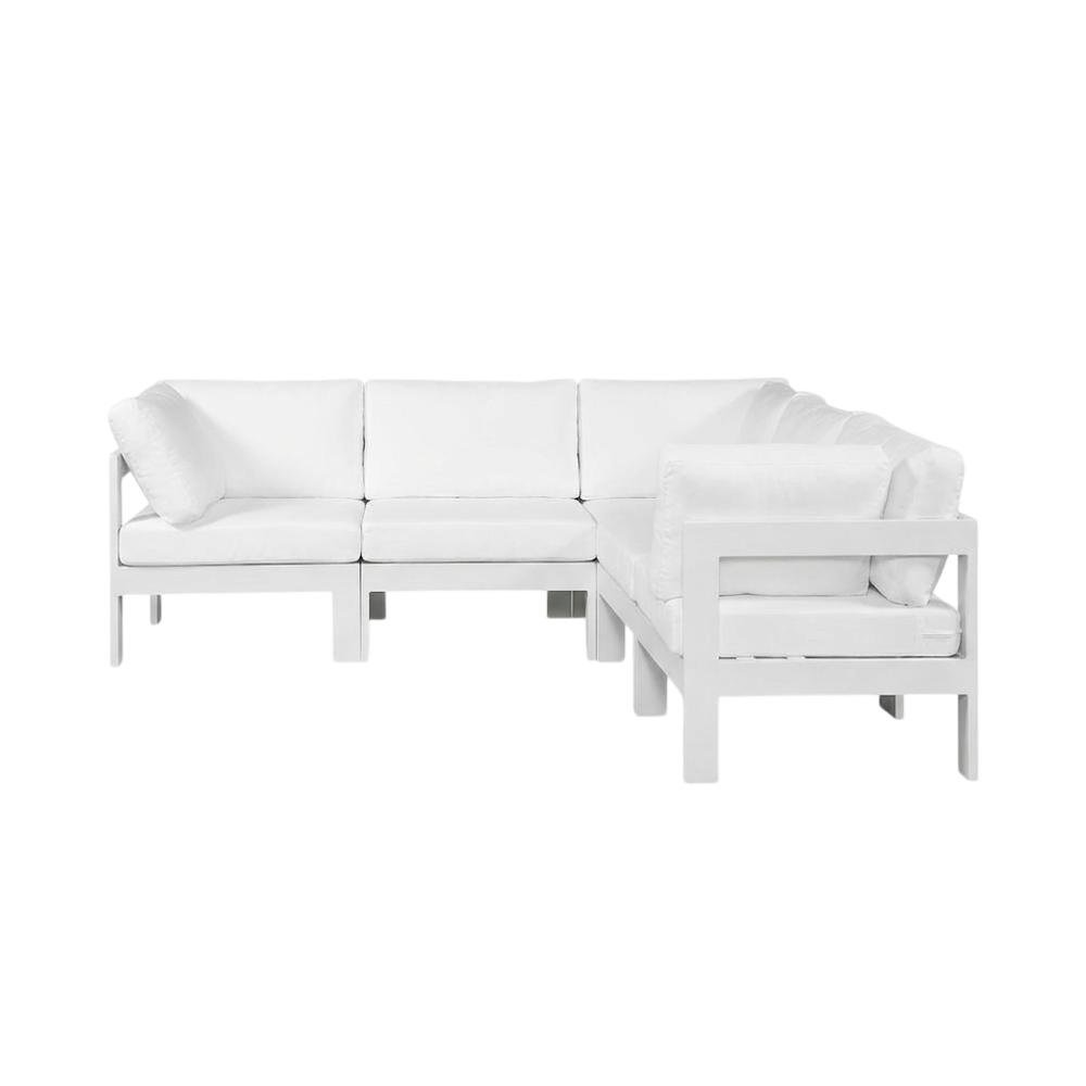 White Fabric Outdoor Patio Modular Sectional For Contemporary Style. Picture 1
