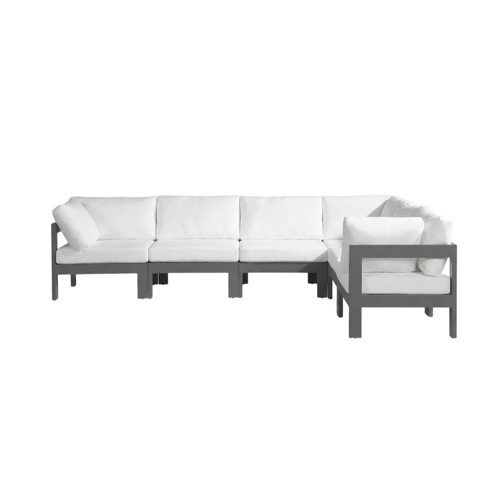 White Fabric Outdoor Patio Modular Sectional With Contemporary Style. Picture 4