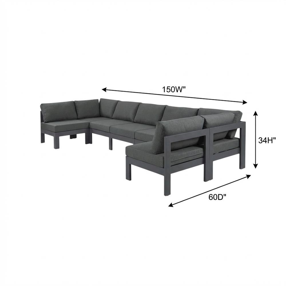 Gray Fabric Outdoor Patio Modular Sectional For Contemporary Lounge. Picture 7