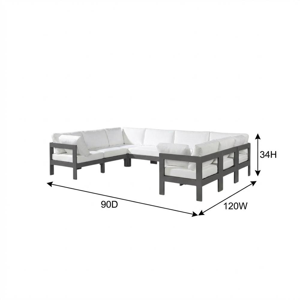 White Fabric Outdoor Patio Modular Sectional For Contemporary Garden Lounge. Picture 7
