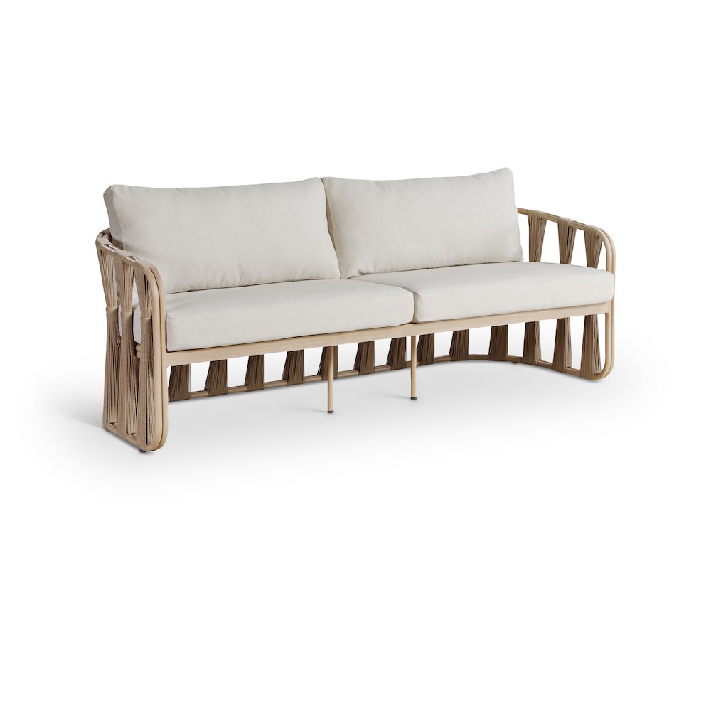 San Pietro 90.5" Beige Waterproof Fabric Outdoor Sofa. Picture 1