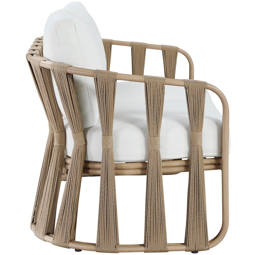 San Pietro 60.5" Cream Waterproof Fabric Outdoor Loveseat. Picture 8