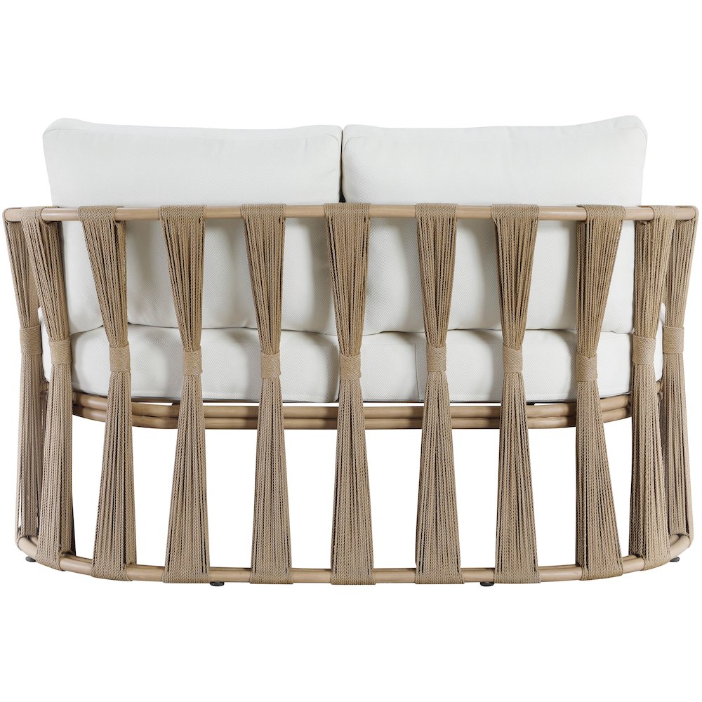San Pietro 60.5" Cream Waterproof Fabric Outdoor Loveseat. Picture 3