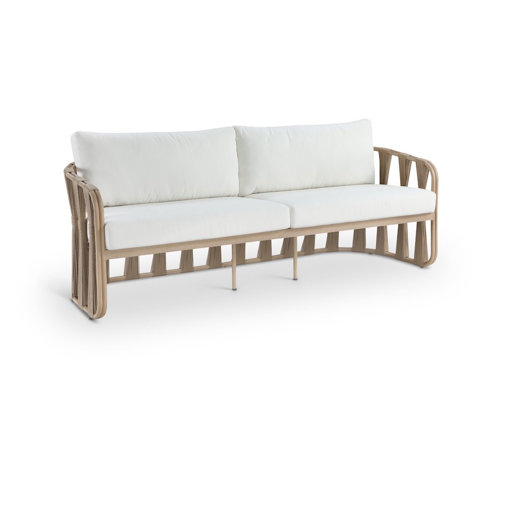 San Pietro 90.5" Cream Waterproof Fabric Outdoor Sofa. Picture 1