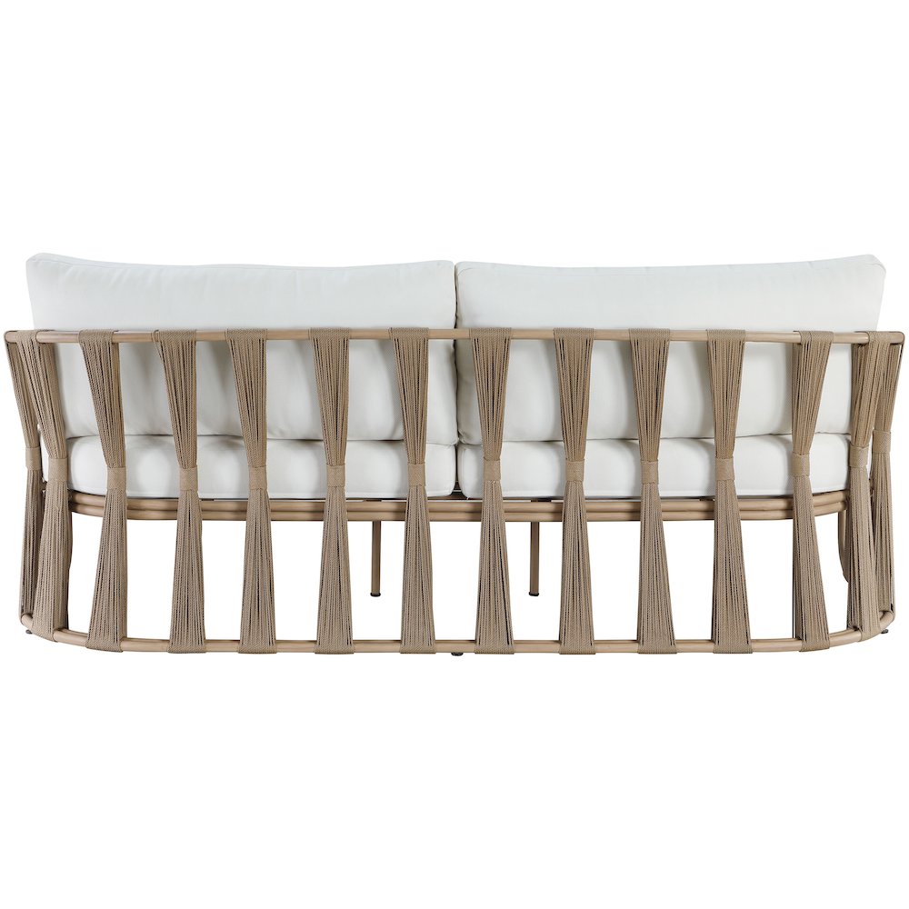 San Pietro 90.5" Cream Waterproof Fabric Outdoor Sofa. Picture 3