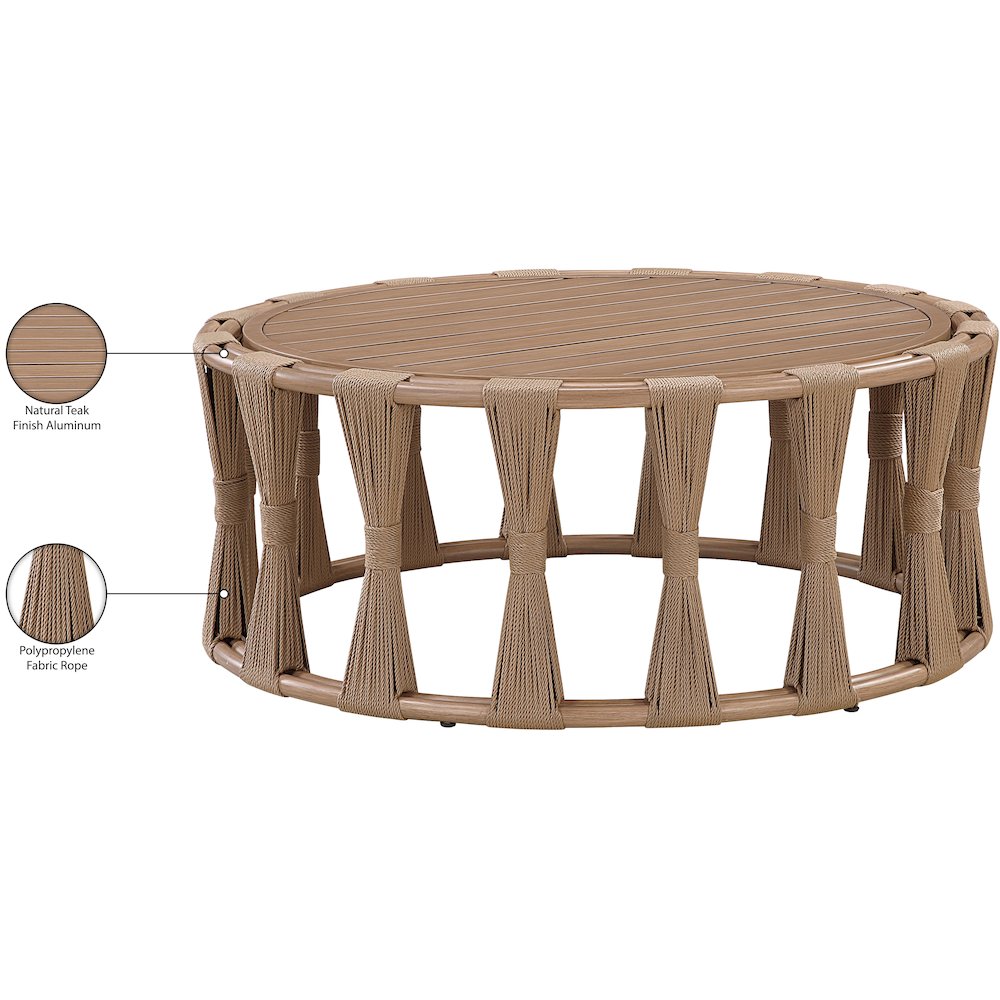 San Pietro Natural Aluminum Outdoor Patio Coffee Table. Picture 9