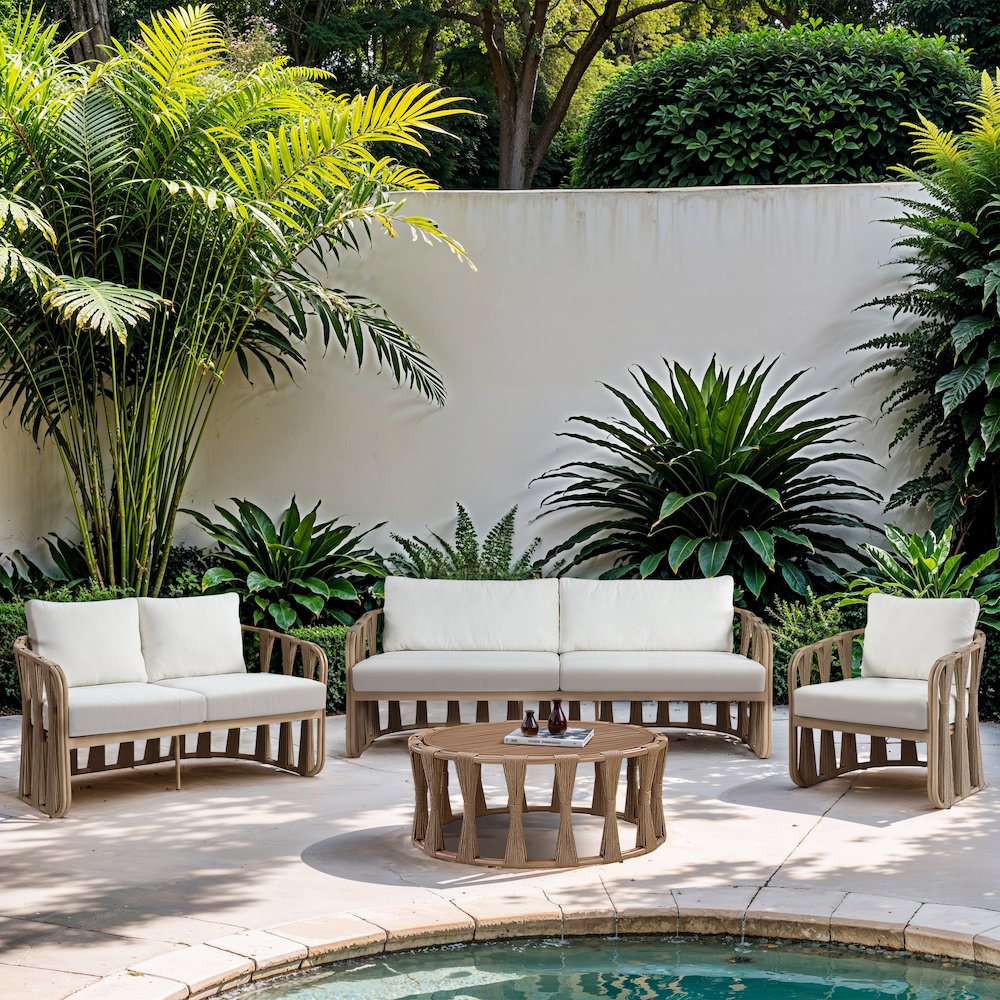 San Pietro Natural Aluminum Outdoor Patio Coffee Table. Picture 7