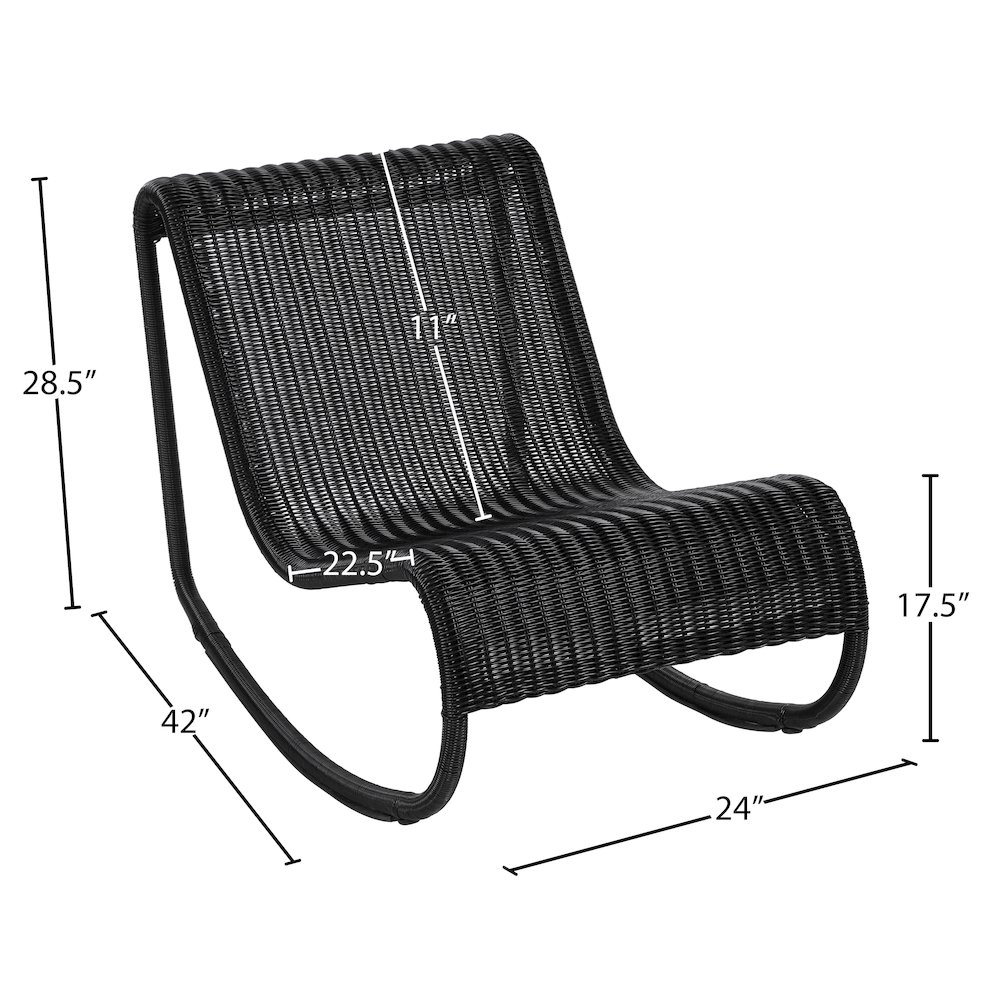 Antigua Black Wicker Outdoor Patio Rocking Chair. Picture 10