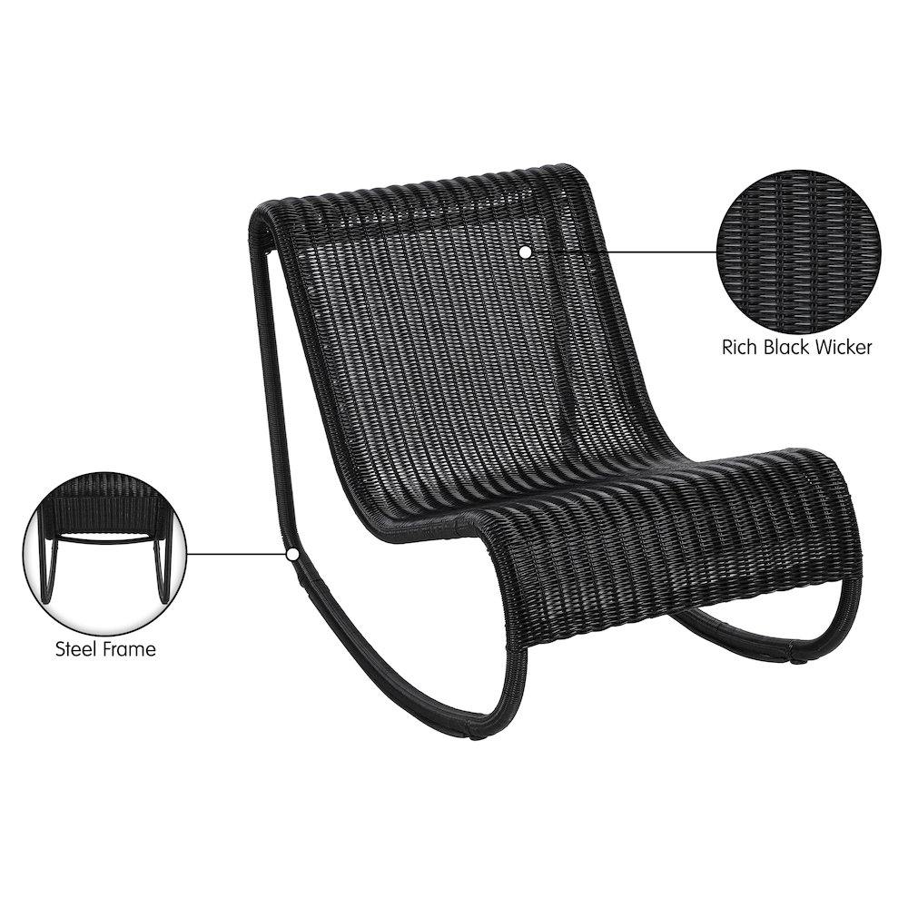Antigua Black Wicker Outdoor Patio Rocking Chair. Picture 11