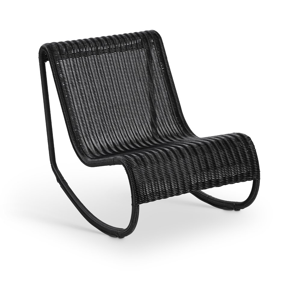 Antigua Black Wicker Outdoor Patio Rocking Chair. Picture 1