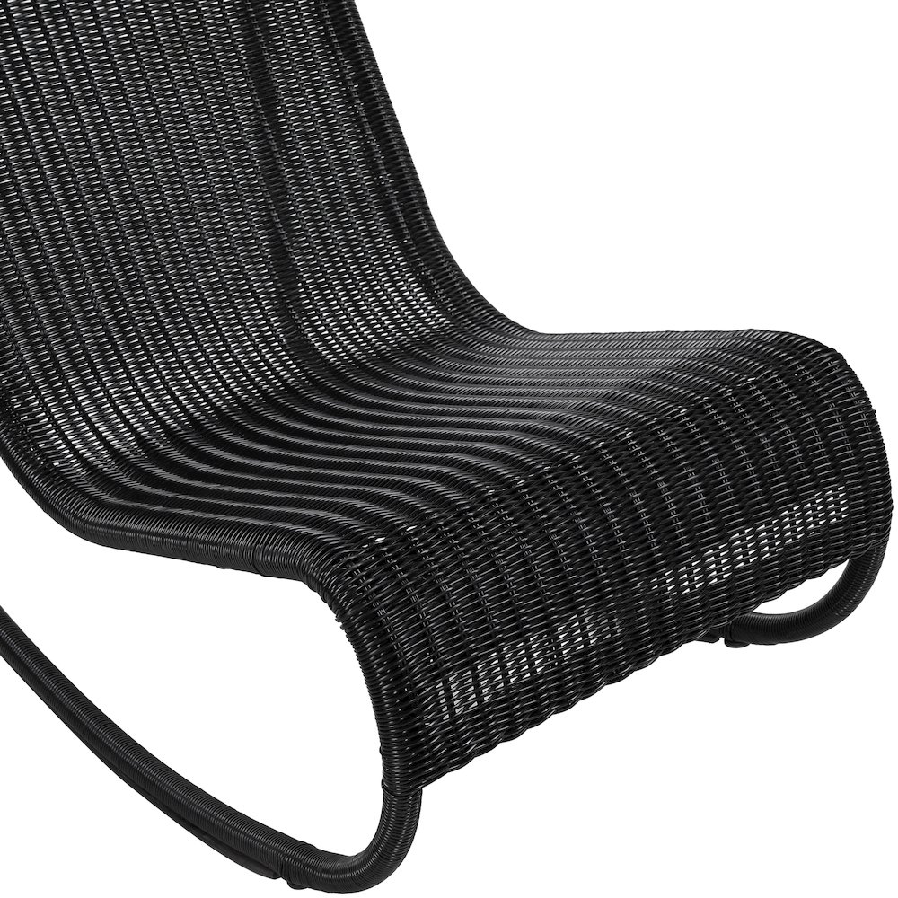 Antigua Black Wicker Outdoor Patio Rocking Chair. Picture 5