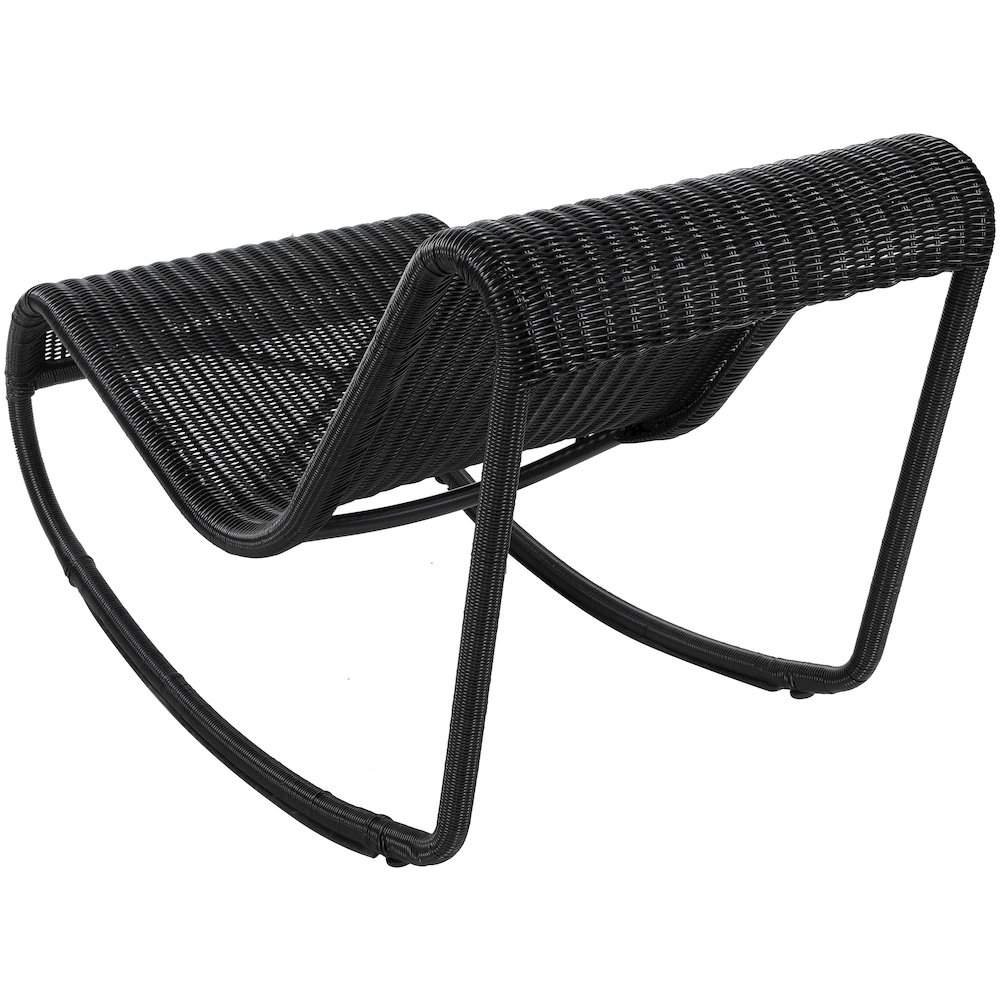 Antigua Black Wicker Outdoor Patio Rocking Chair. Picture 6