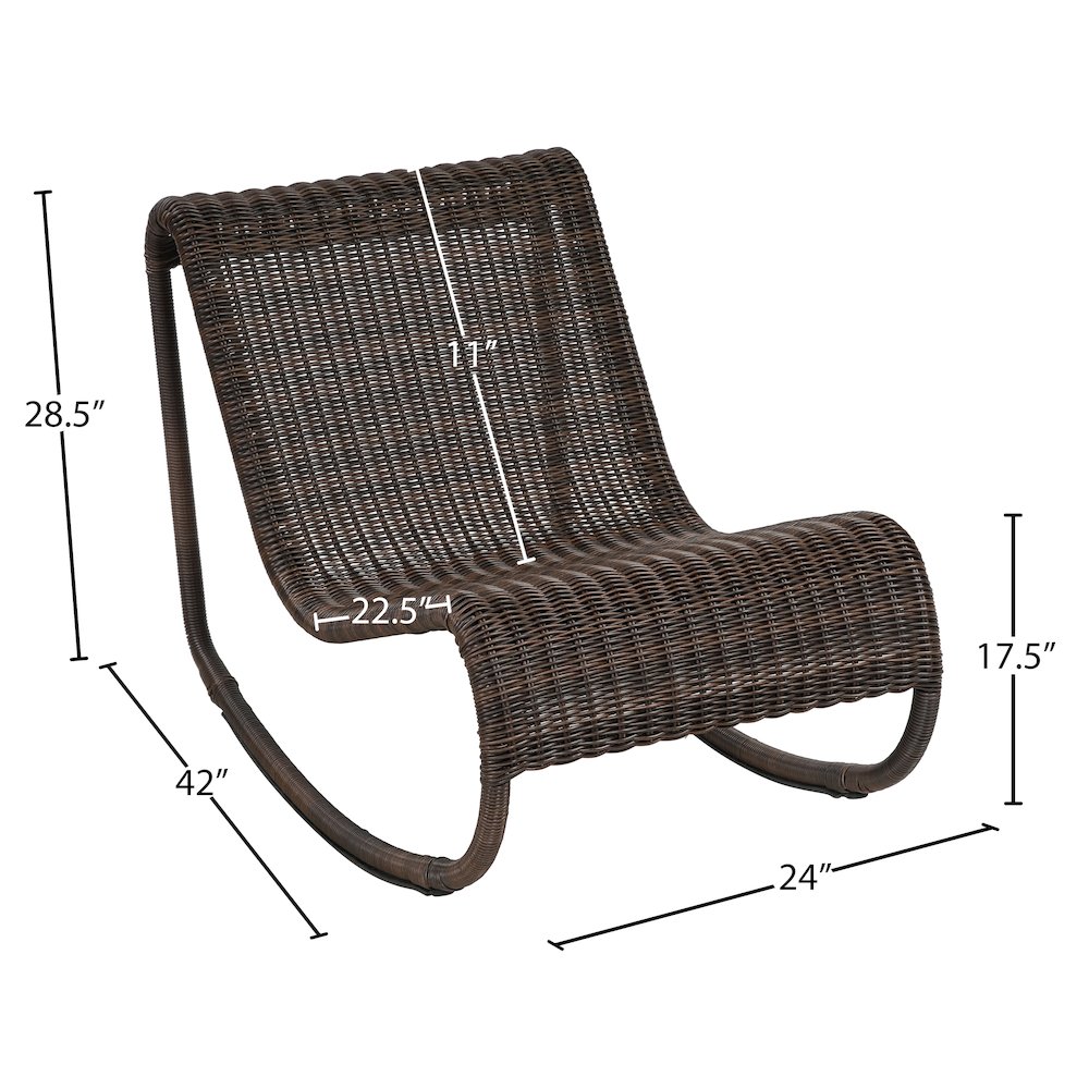 Antigua Brown Wicker Outdoor Patio Rocking Chair. Picture 10