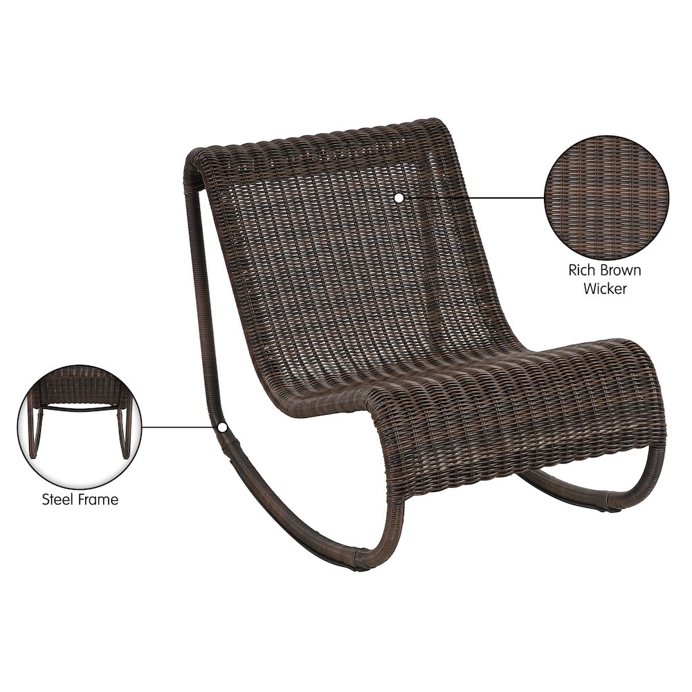 Antigua Brown Wicker Outdoor Patio Rocking Chair. Picture 11