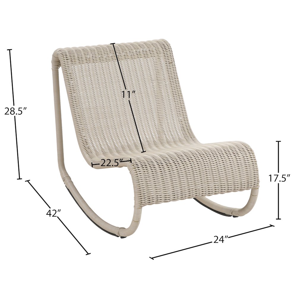 Antigua Cream Wicker Outdoor Patio Rocking Chair. Picture 10