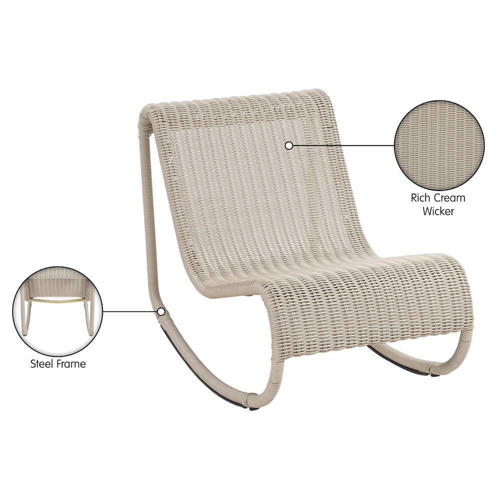 Antigua Cream Wicker Outdoor Patio Rocking Chair. Picture 11