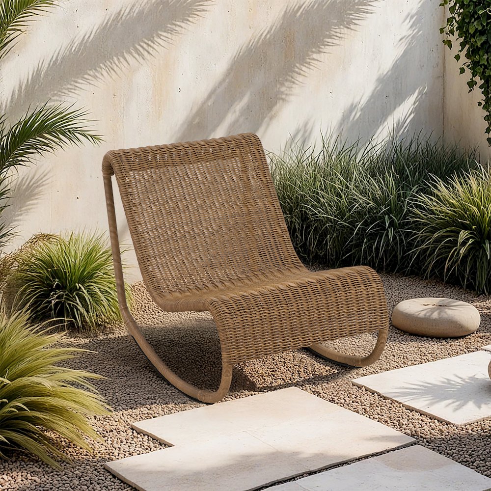 Antigua Natural Wicker Outdoor Patio Rocking Chair. Picture 7