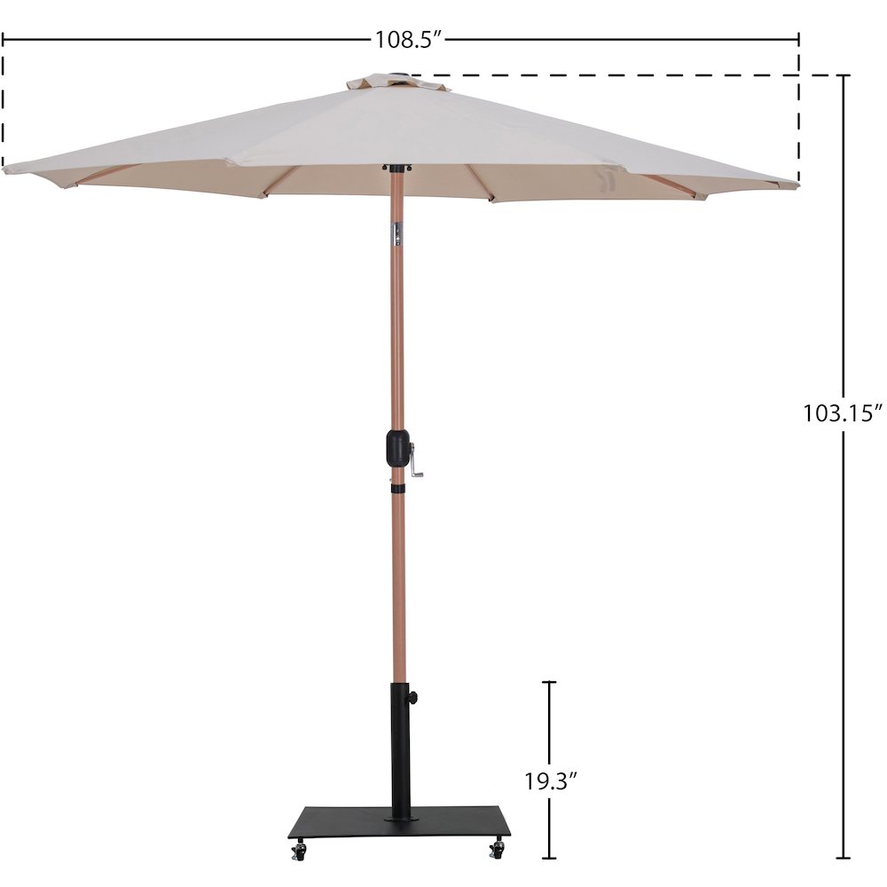 Fiji Beige Fabric / Matte Black Aluminum Patio Umbrella with Base Sets. Picture 18