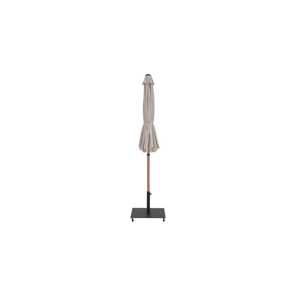 Fiji Beige Fabric / Matte Black Aluminum Patio Umbrella with Base Sets. Picture 13