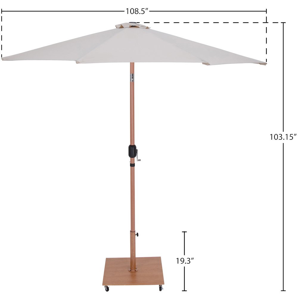 Fiji Beige Fabric / Teak Aluminum Patio Umbrella with Base Sets. Picture 18