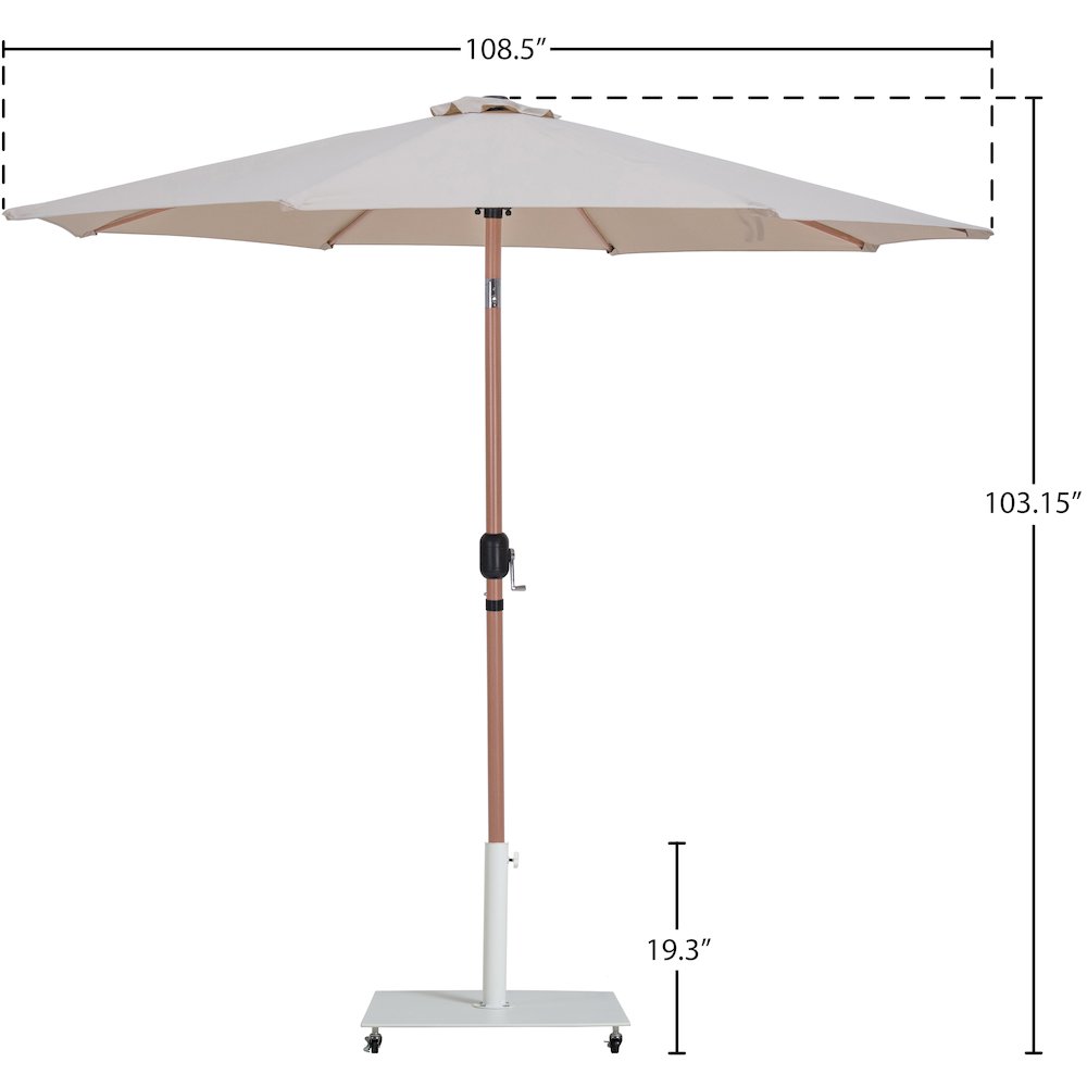 Fiji Beige Fabric / Matte White Aluminum Patio Umbrella with Base Sets. Picture 18