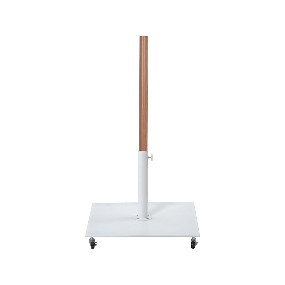 Fiji Beige Fabric / Matte White Aluminum Patio Umbrella with Base Sets. Picture 3