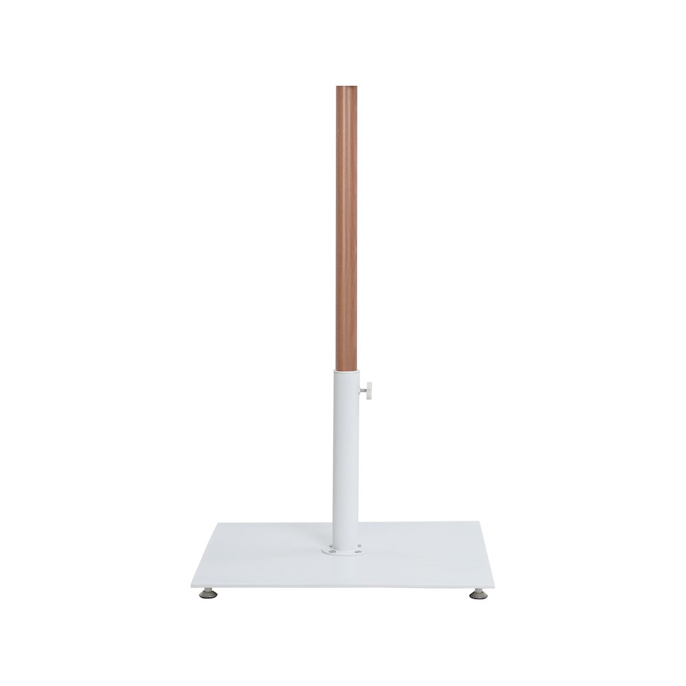 Fiji Beige Fabric / Matte White Aluminum Patio Umbrella with Base Sets. Picture 4