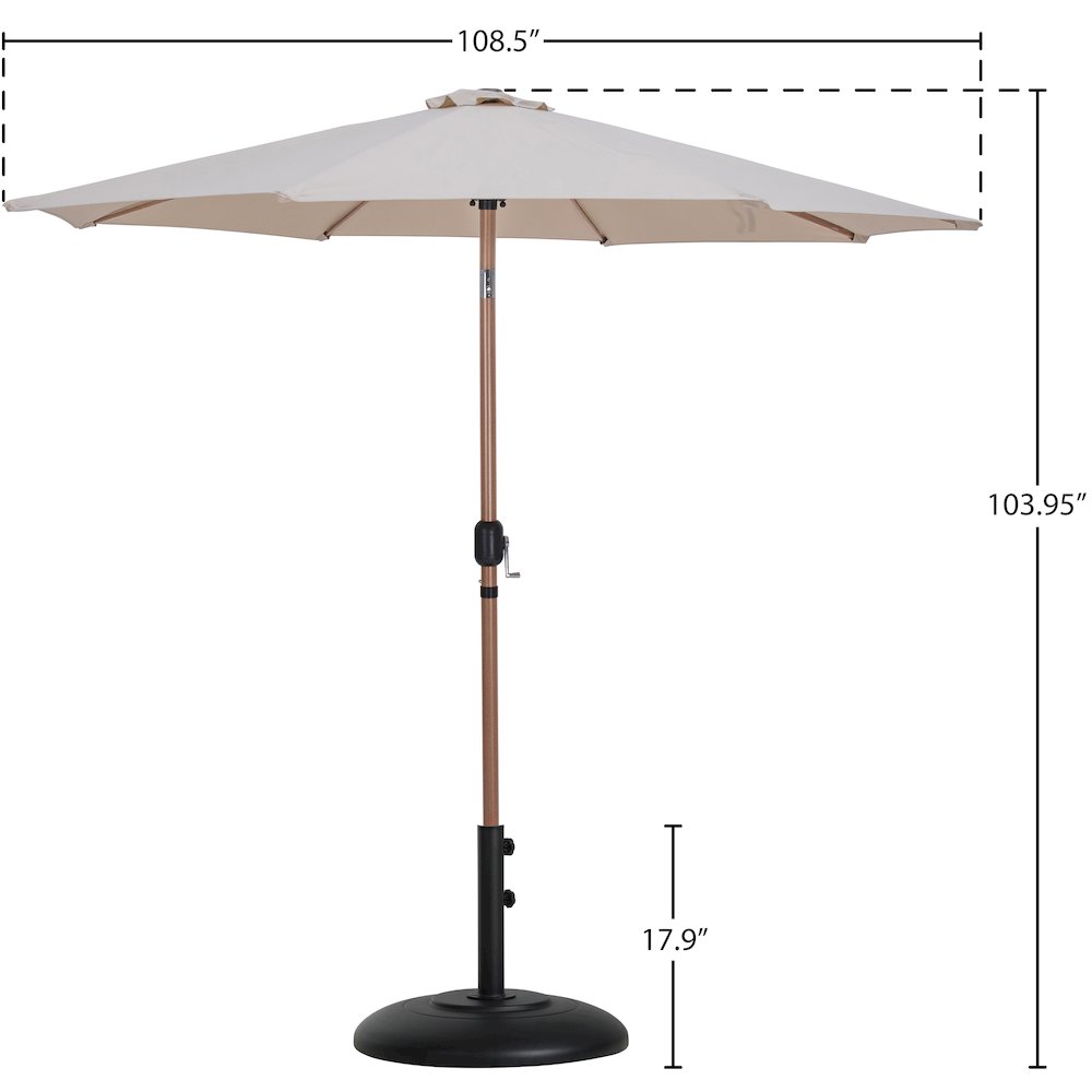 Fiji Beige Fabric / Matte Black Aluminum Patio Umbrella with Base Sets. Picture 15