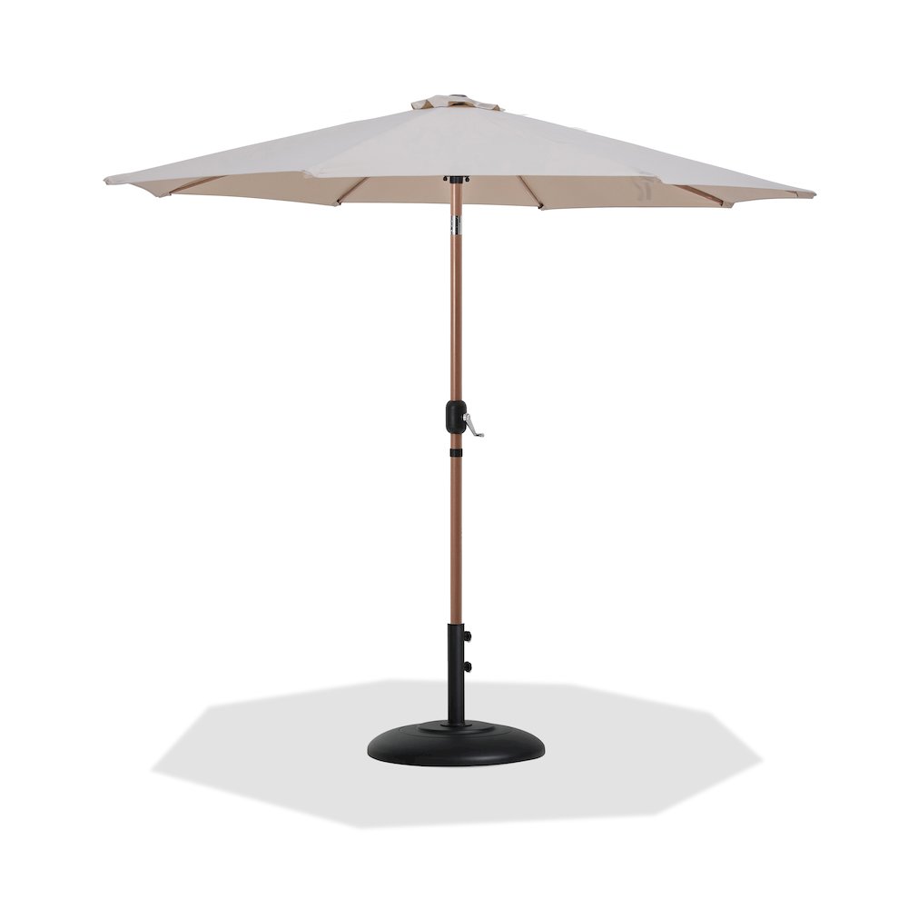 Fiji Beige Fabric / Matte Black Aluminum Patio Umbrella with Base Sets. Picture 1