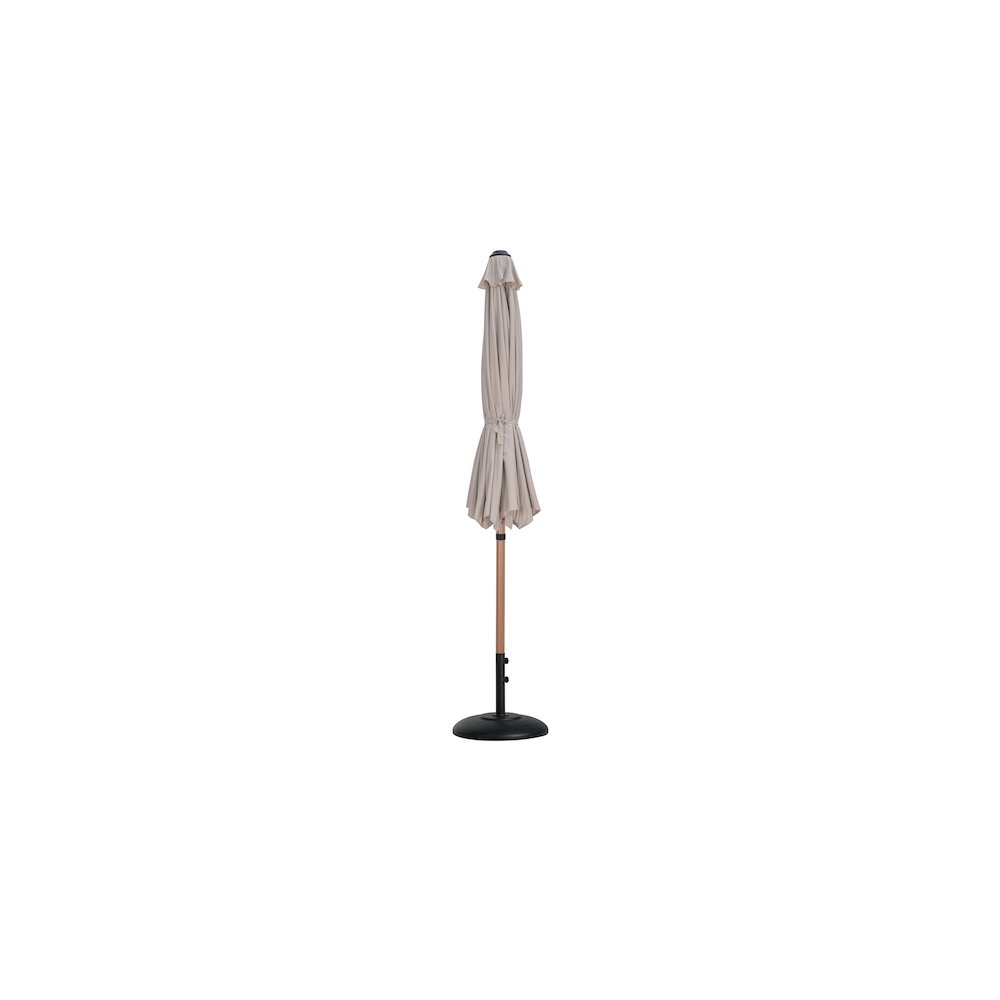 Fiji Beige Fabric / Matte Black Aluminum Patio Umbrella with Base Sets. Picture 10